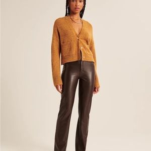 NWOT Abercrombie Brown Leather Straight Leg Pants